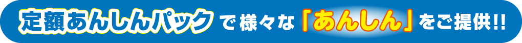 定額あんしんパックで様々な「あんしん」をご提供！！