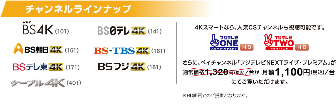4Kチャンネルラインナップ